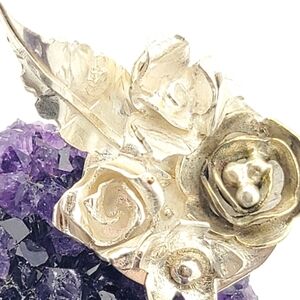 BOUQUET OF FLOWERS HANDMADE RING IN STERLING SILVER METAL SIZE 8.5